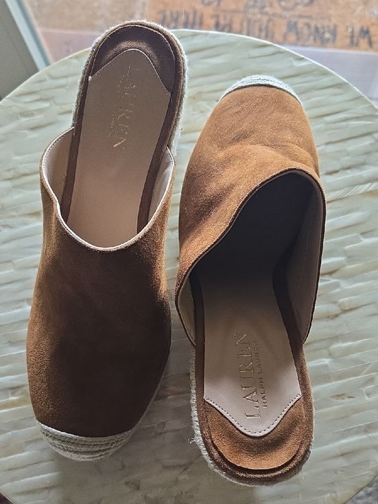Lauren Ralph Lauren Shoes - Lauren Ralph Lauren Brown Suede Espadrille Mule